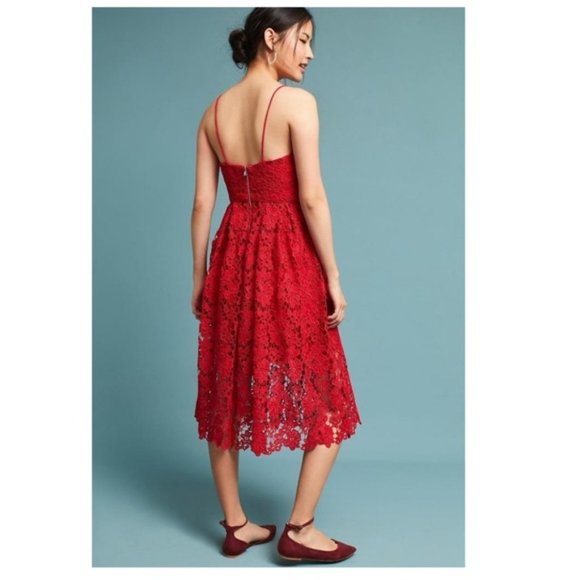 Anthropologie Scarlet Red Lace Dress - Picture 2 of 6